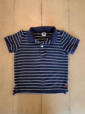 Janie and Jack Baby Boys’ Short-Sleeve Navy Stripe Polo Shirt • Size 18-24M